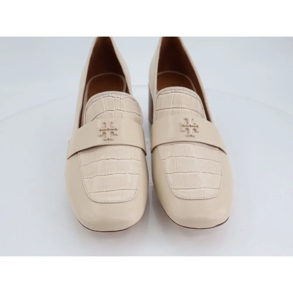 Tory Burch Everly 55mm Women 11 Loafers Cream Embossed Croc Leather Block Heel